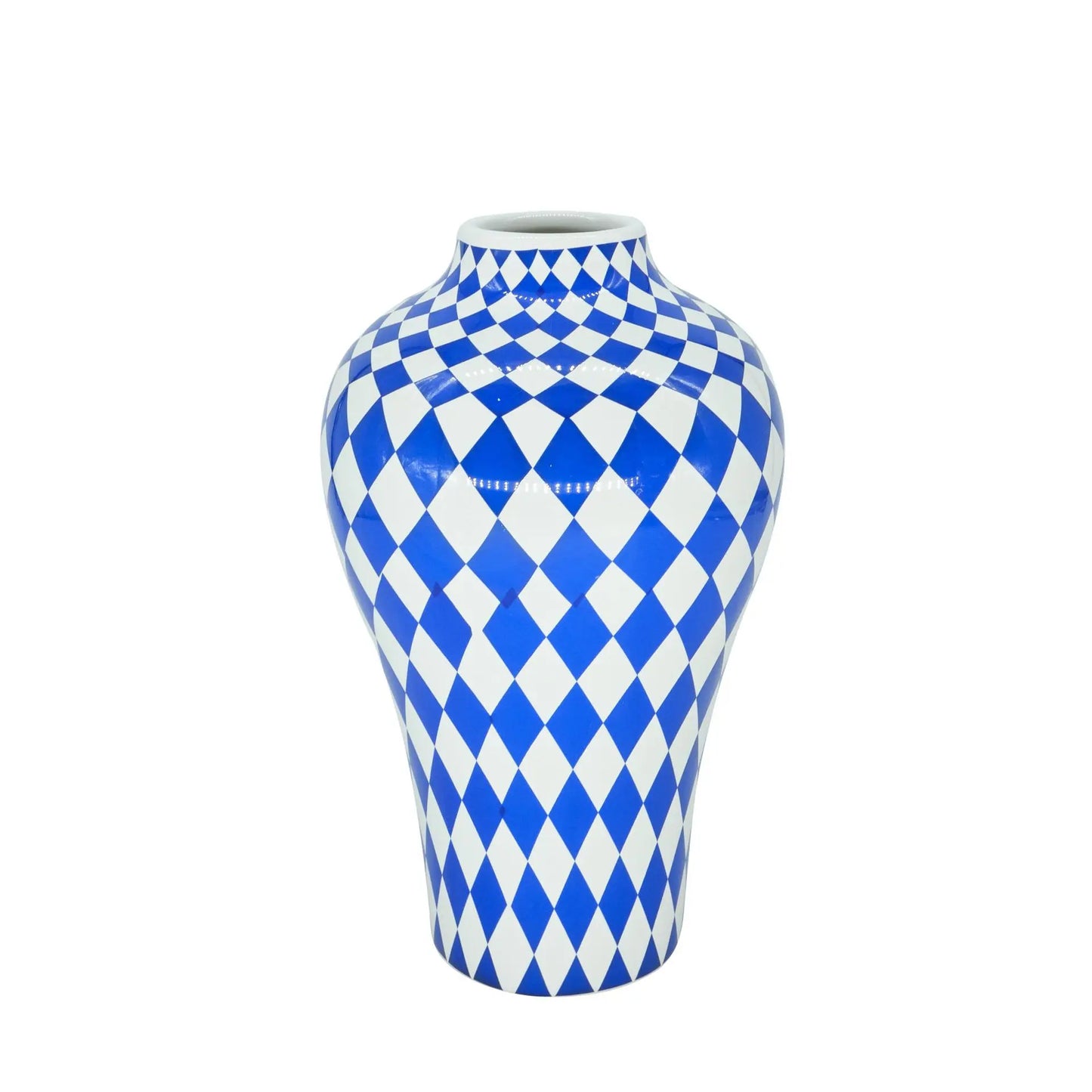 Blue and White Patterned Vase Ceramic Large